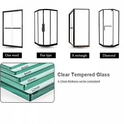1830*2440/2140*3300/2440*3660 Frameless Shower Enclosure Sets Toilet Frameless Design