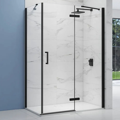 80X80 Black Small Square Glass Shower Enclosures Cabin for Home Flat Polished Edge Work