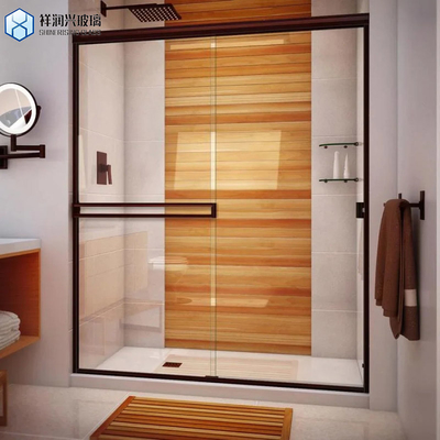 Frameless Fluted Glass Bathroom Door with Laminated Layers and Shower Panel Technique