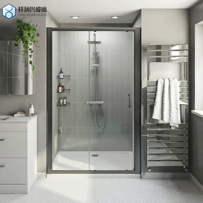Frameless Fluted Glass Bathroom Door with Laminated Layers and Shower Panel Technique
