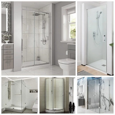 Fan Shape Two Sliding Doors Shower Cabin with Tempered Glass and Customized Request