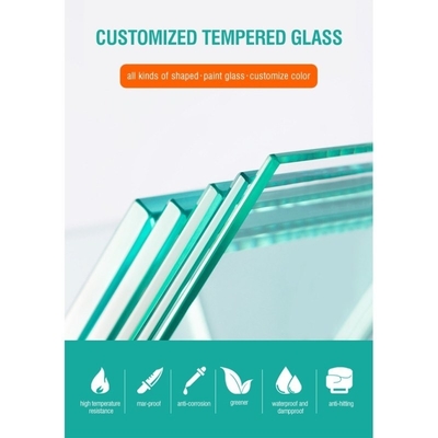 Flat Polished Edge 6mm Furniture Facade Toughened Glazing Glass for Customized Request
