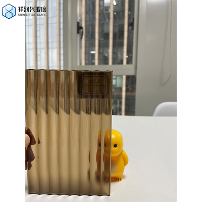 Customized Golden Bronze Color Nashiji Pattern Glass with Flat Polished Edge Work