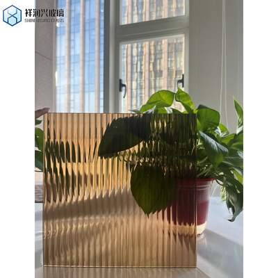 Decorative Fluted Patterned Glass in Bronze Blue Green Clear with Rain Dots Design