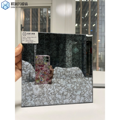 Decorative Mirror with Vintage Style Building Stained Mirror and Flat Polished Edge