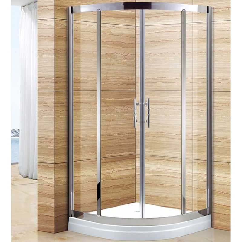 Outdoors Cabin Design Gold Glass Shower Enclosure with Tempered Glass and Hinged Door