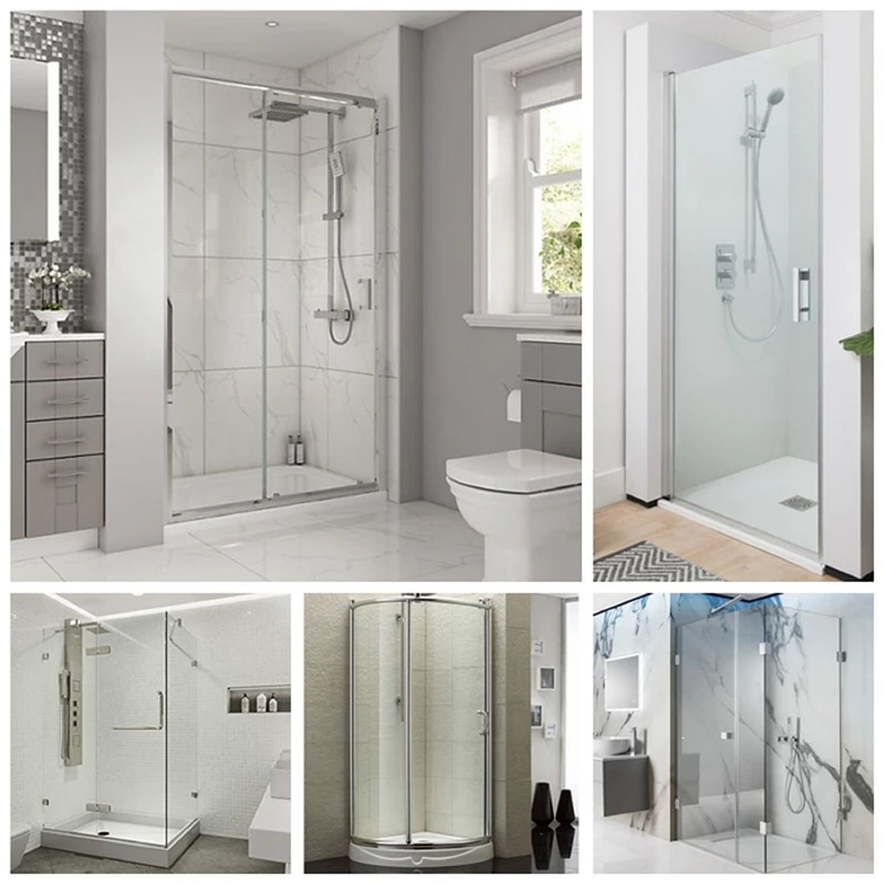 Villa Shower Room with Textured Glass Corner Doorframe and Plexi Glass Acrylic Enclosure