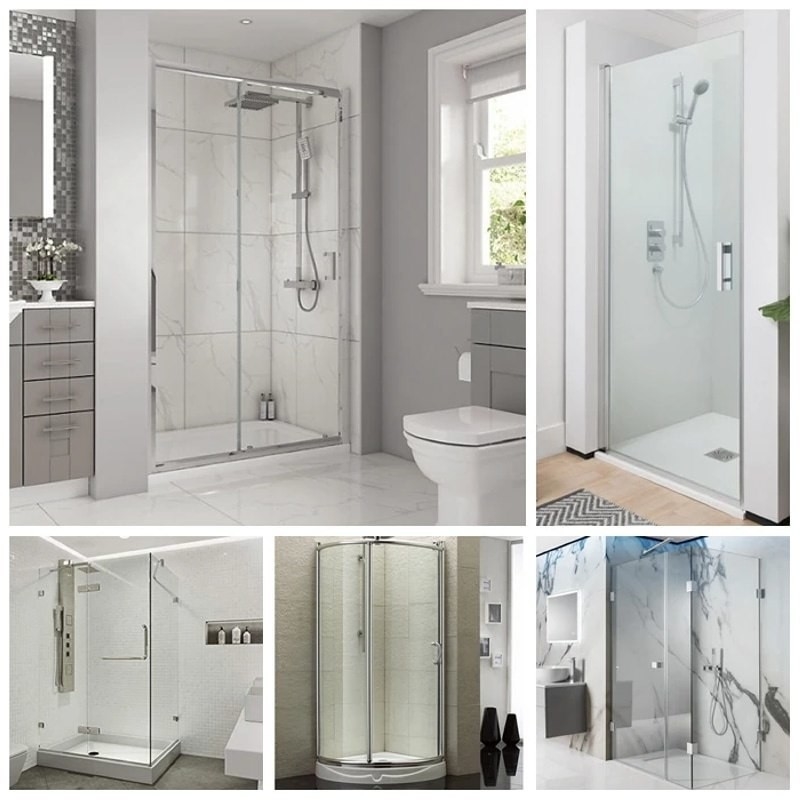 Fan Shape Two Sliding Doors Shower Cabin with Tempered Glass and Customized Request