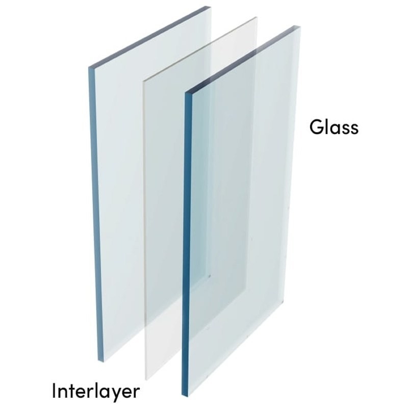 PVB Sgp Tempered Laminated Glass 6.38mm 8.38mm 10.38mm 12.38mm Thickness and Size Options