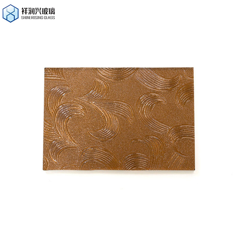 Custom Patterns Art Glass with Etched Wall Decor 3mm 3.2mm 4mm Brown Embossed Glass
