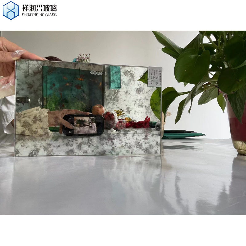 Glass Frame Decorative Panels for Walls Sky Blue Gray Antique Mirror Tiles for Crafts