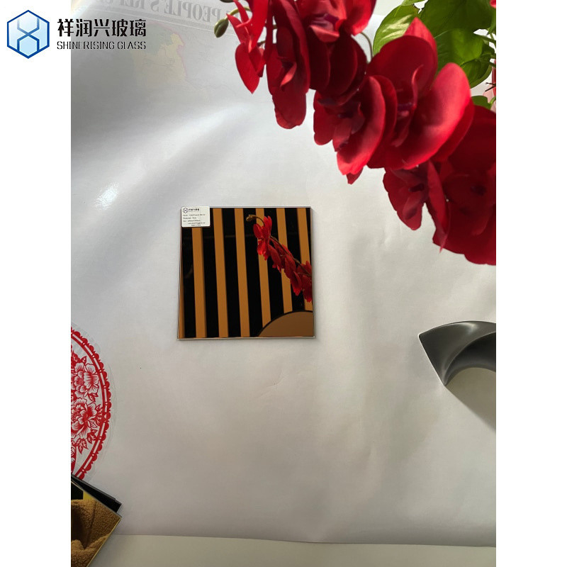 Vibrant Orange Tinted Mirror Glass Sheet for Amusement Wall Decor in Rectangle Shape